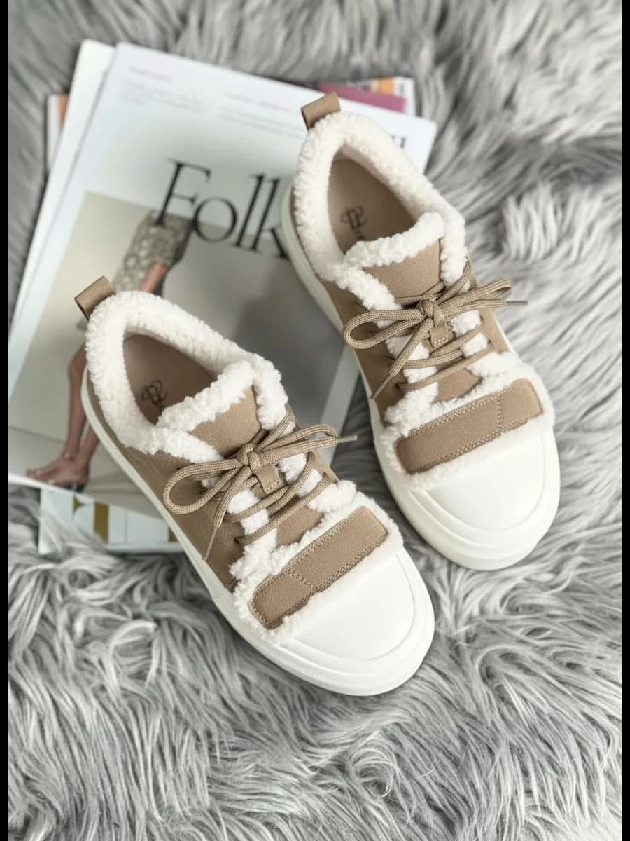 Зимние кеды на высокой платформе с мехом
