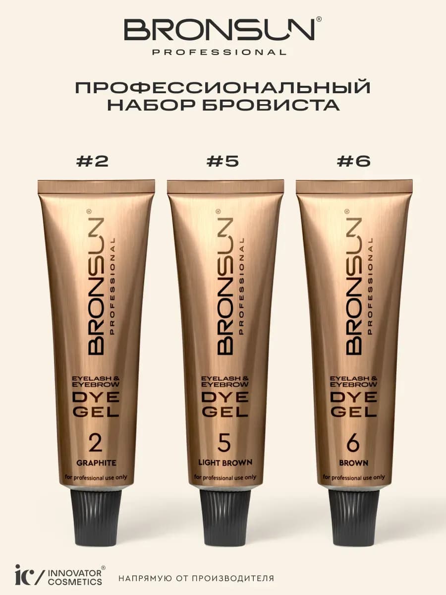 Краска для бровей и ресниц набор 3 цвета #Графит #Коричневый