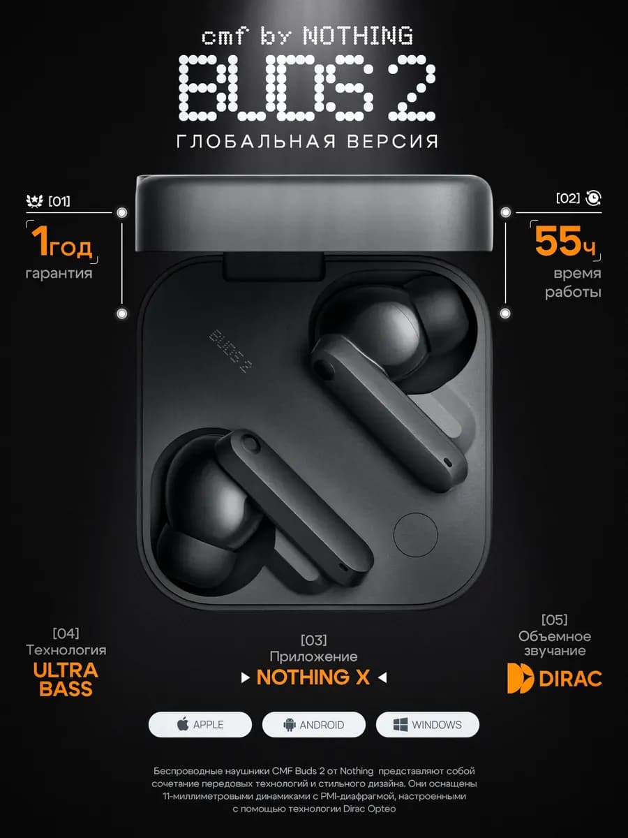 Наушники беспроводные Cmf buds 2 оригинал