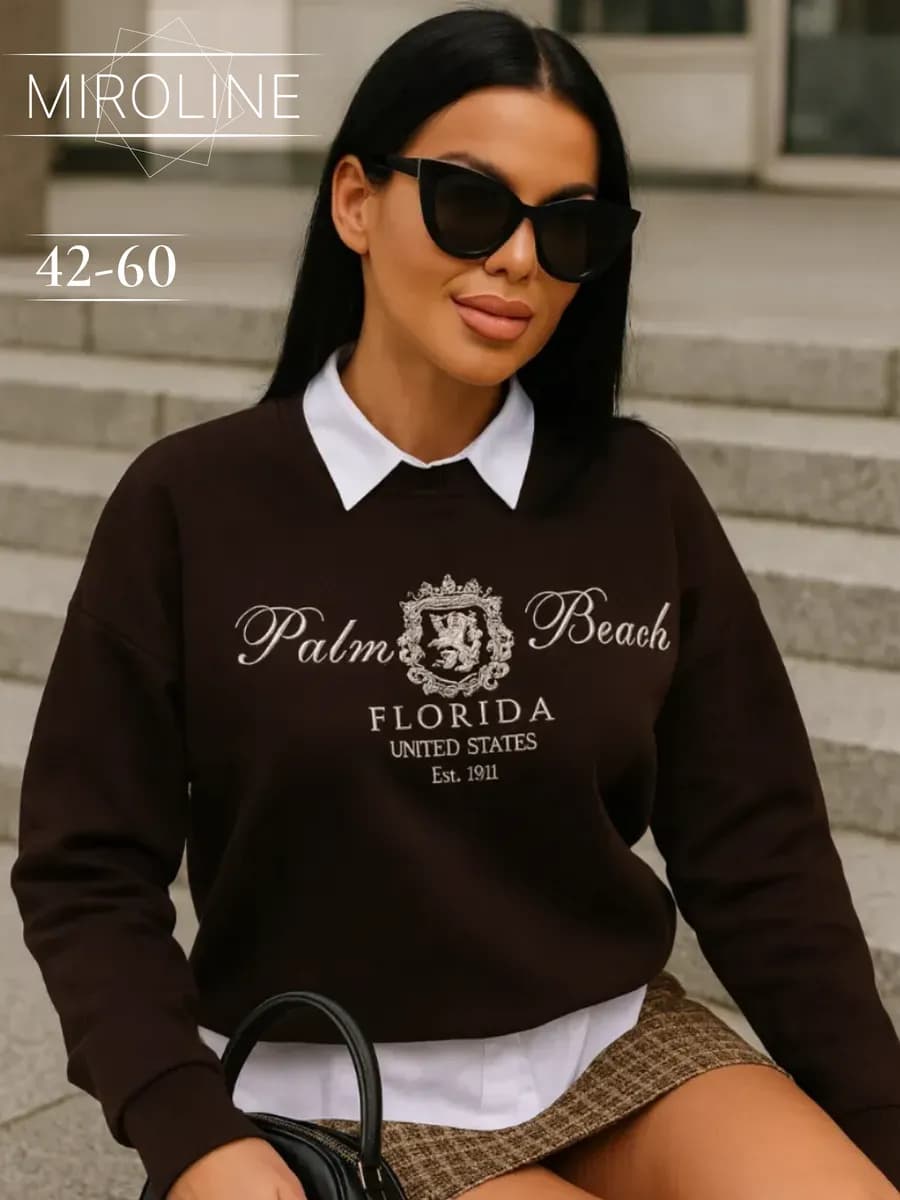 Толстовка кофта свитшот женский с принтом без начеса