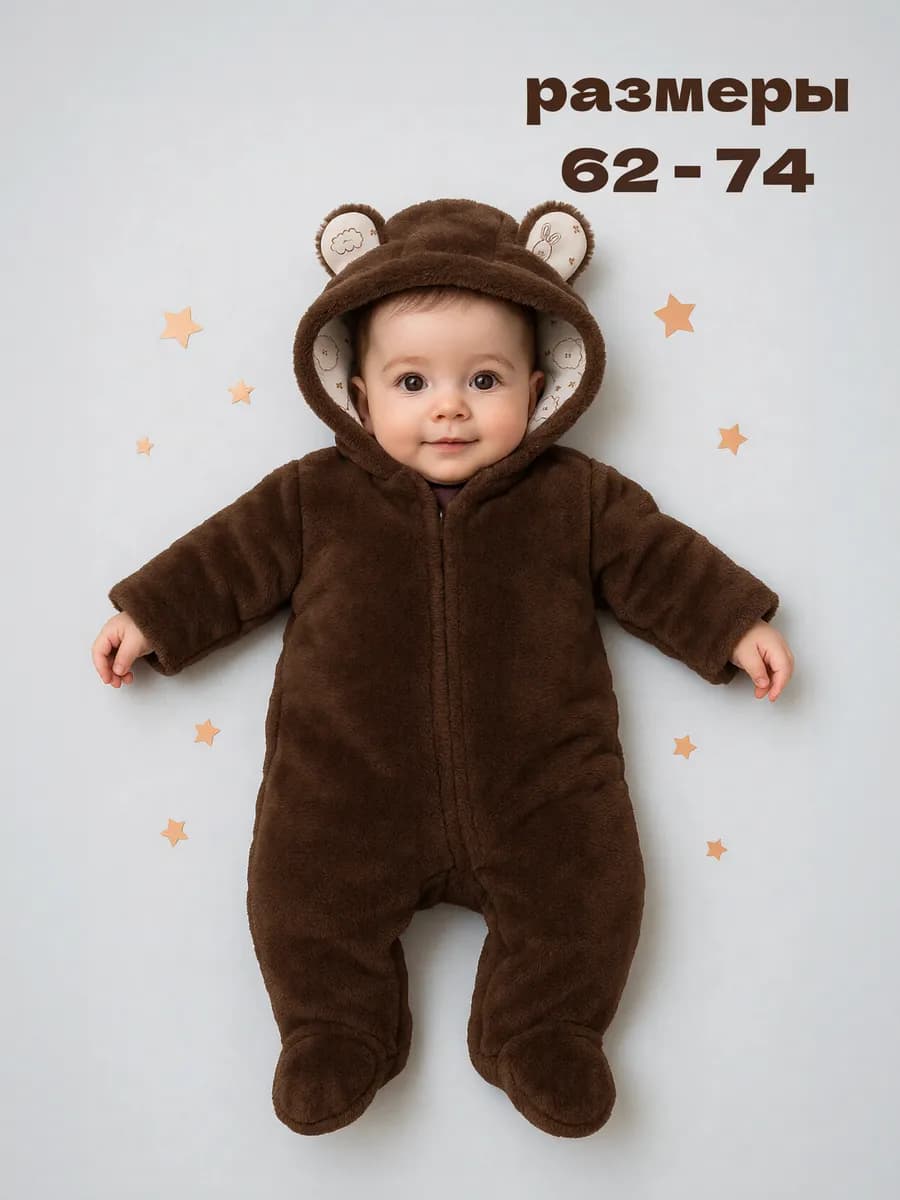 Комбинезон детский плюшевый мишка утепленный синтепон