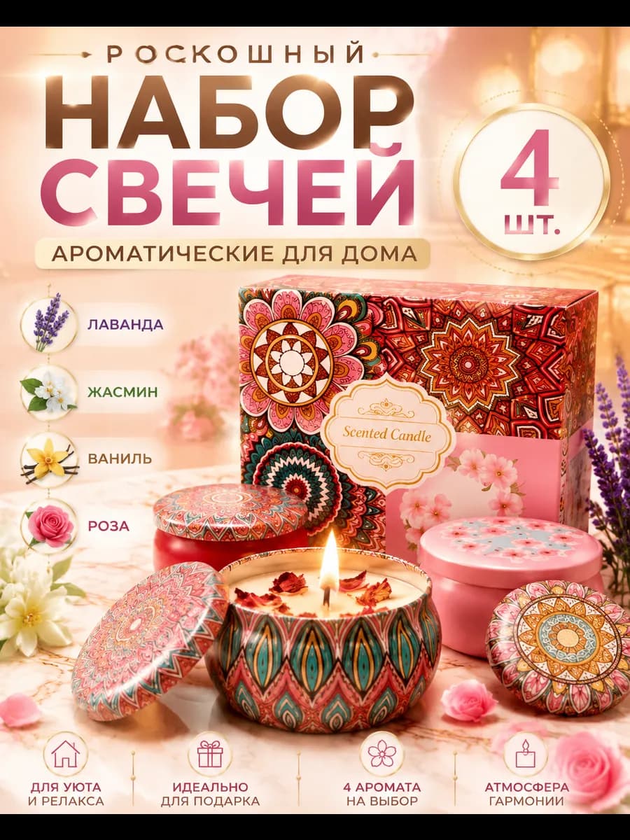 Ароматические свечи набор 4шт номер-7
