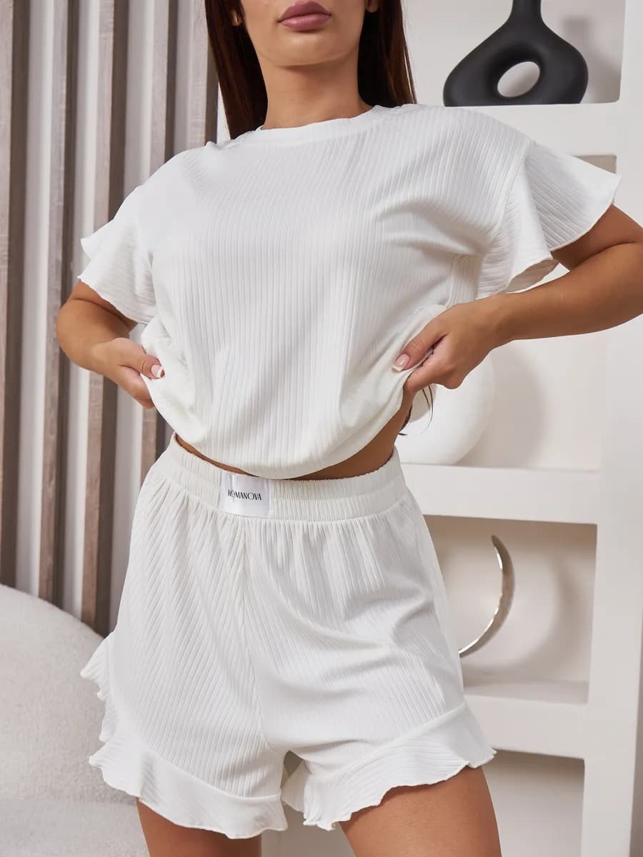 Пижама женская с шортами и футболкой домашний костюм