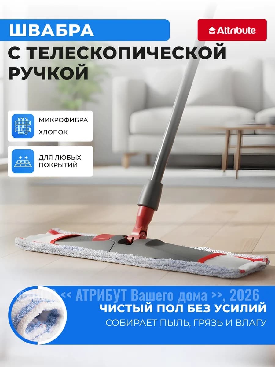 Швабра для пола простая с телескопической ручкой