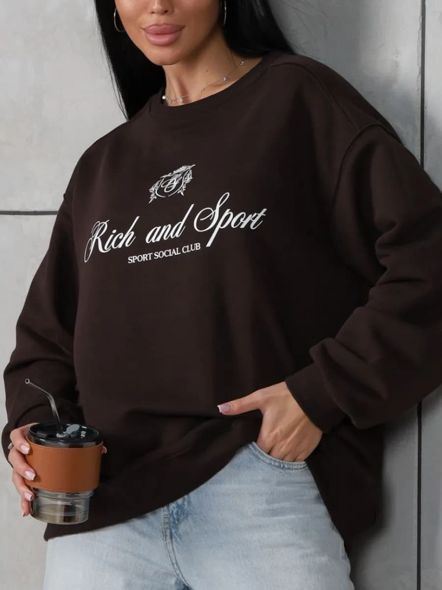 Свитшот с принтом без начеса