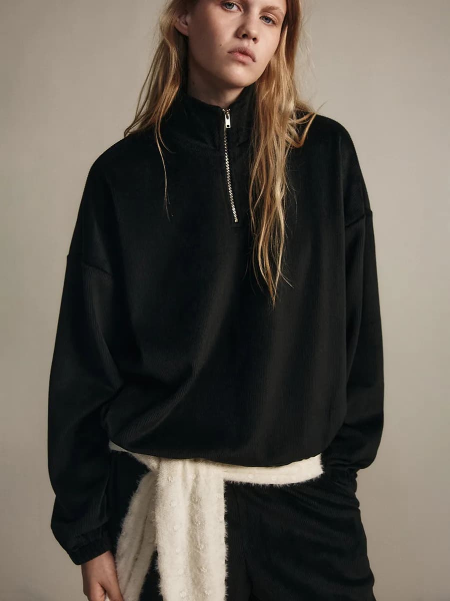 Толстовка-полузамок вельветовая