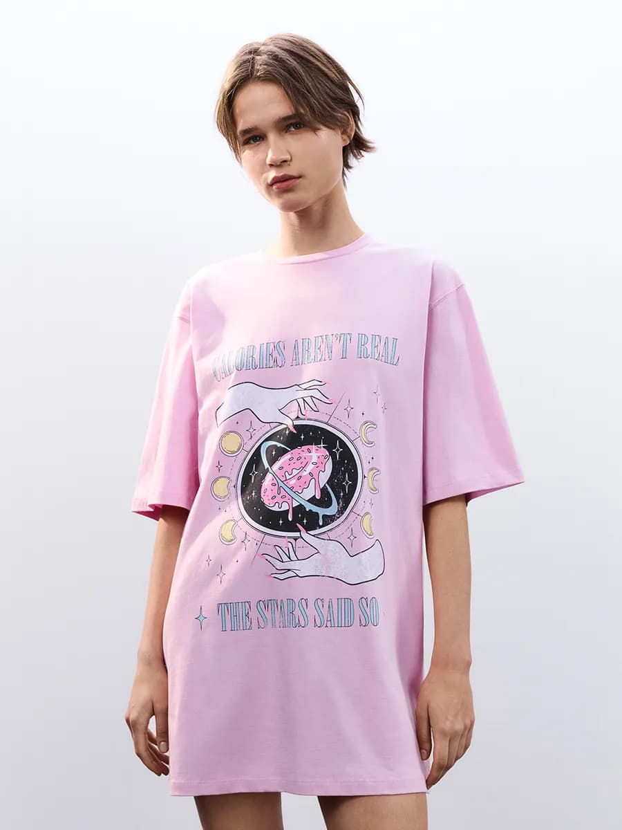 Платье-футболка домашнее с принтом