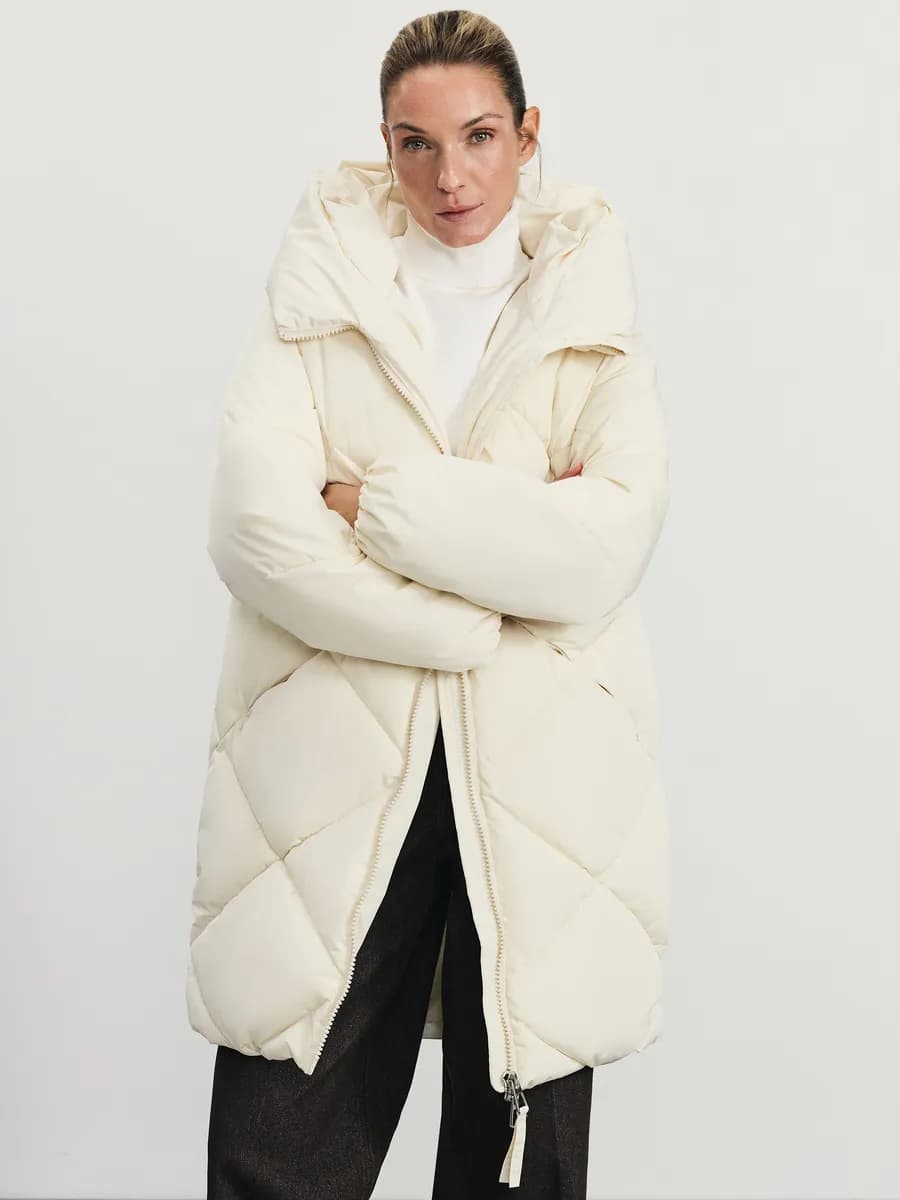 Стеганое пальто зимнее с капюшоном пуховик до - 20 градусов - фото 1