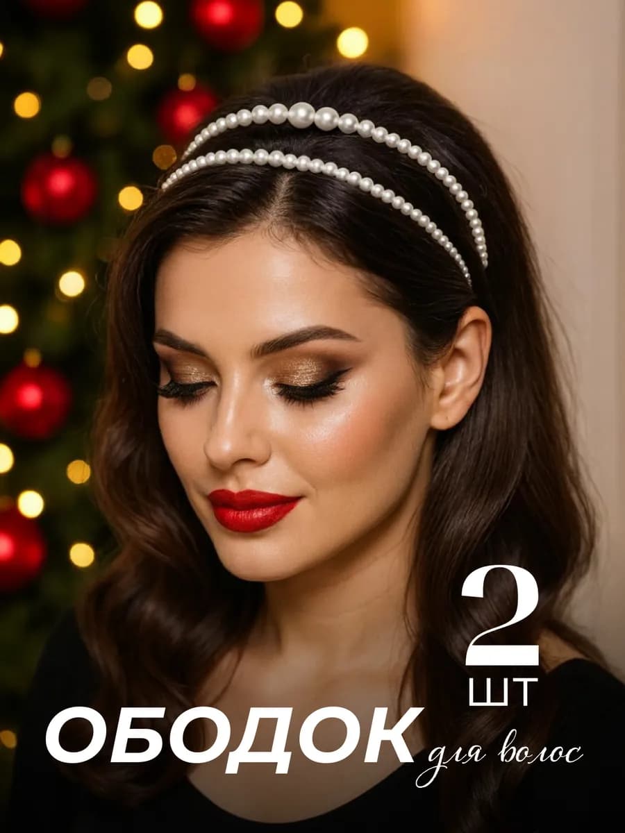 Ободок для волос на голову жемчужный обруч