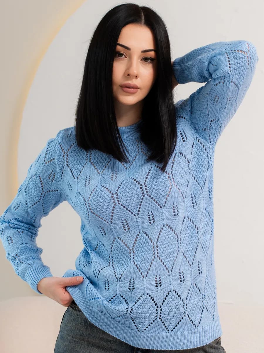 Свитер вязаный ажурный джемпер женский теплый нарядный