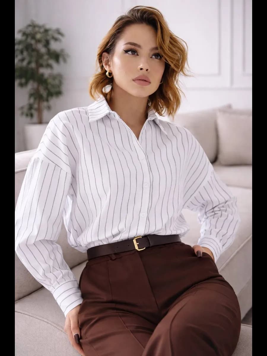 Рубашка оверсайз в полоску офисная