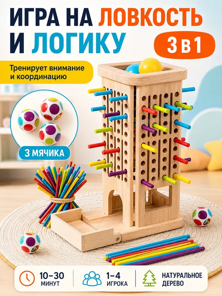 Настольная игра для детей развивает мышление и логику 3 в 1