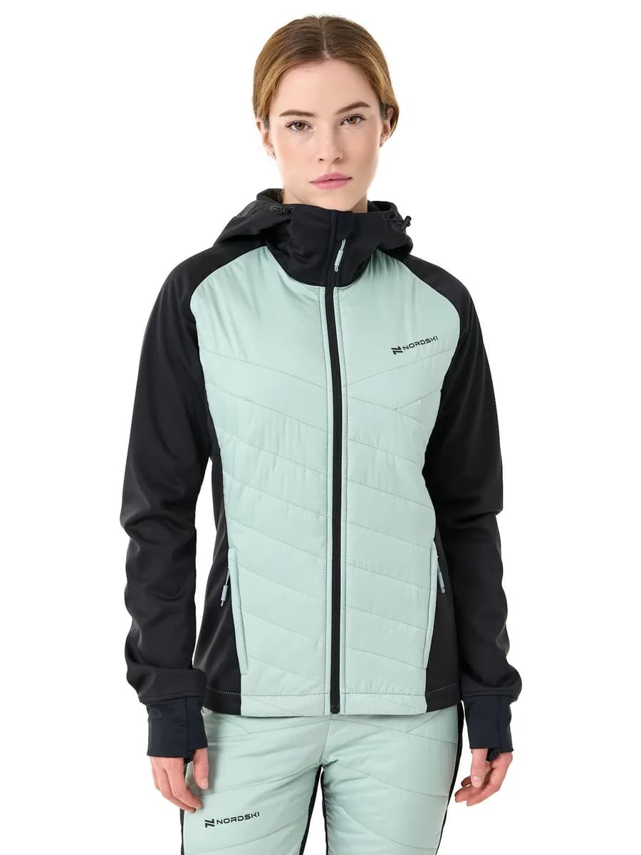 Куртка беговая Hybrid Hood Black Ice Mint