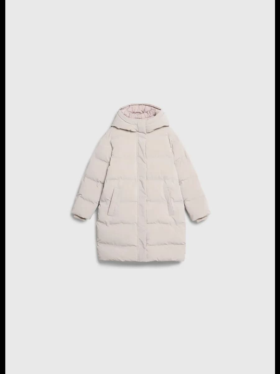 Пальто пуховик зимний длинный для подростка с капюшоном