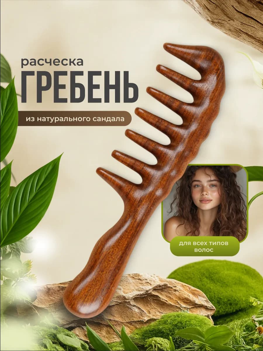 Расческа гребень массажная для волос из сандала