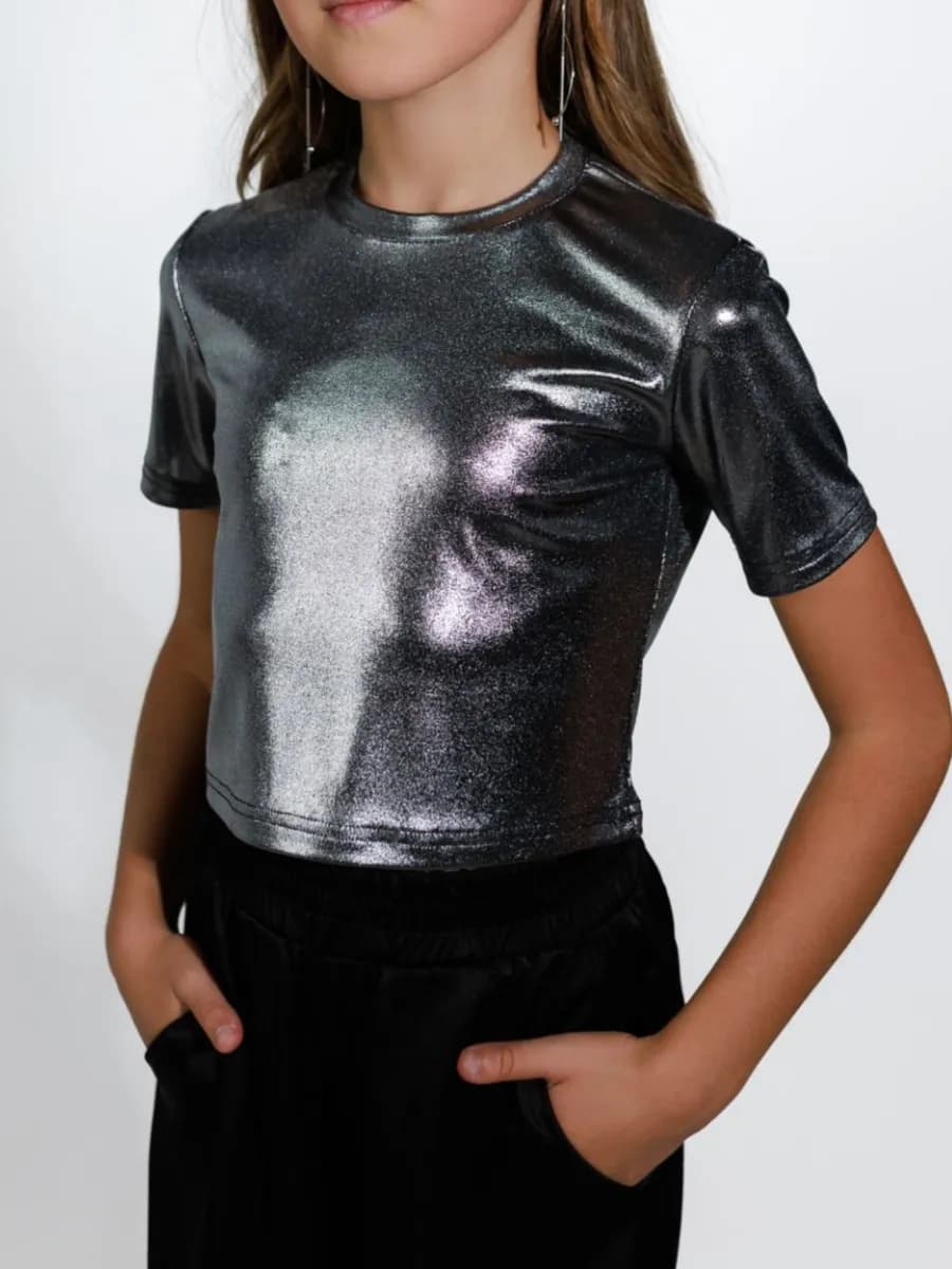 Топ блестящий серебро