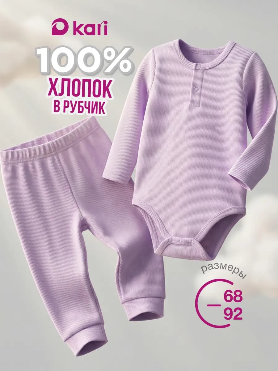Костюм для новорожденных девочек в рубчик