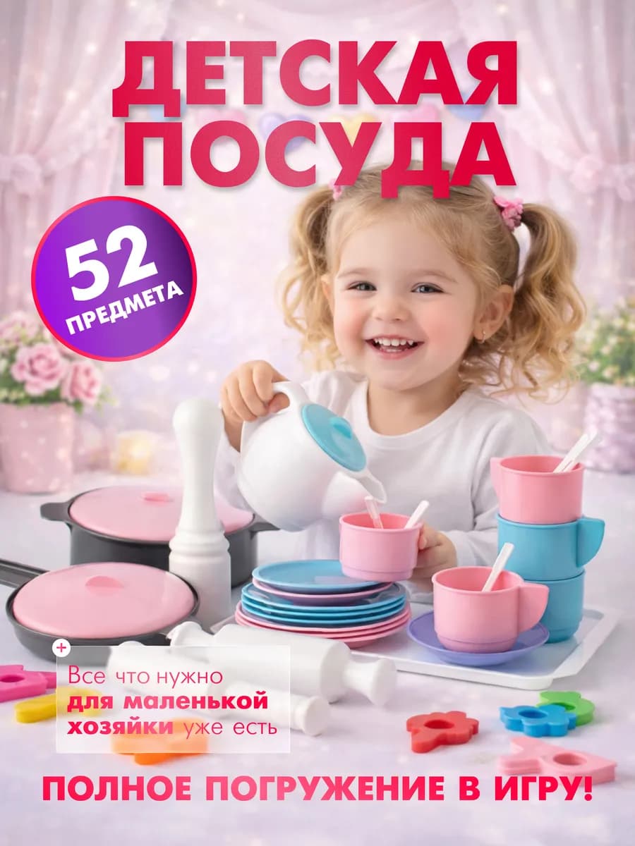 Детская посуда игрушечная 52 предмета в сумке