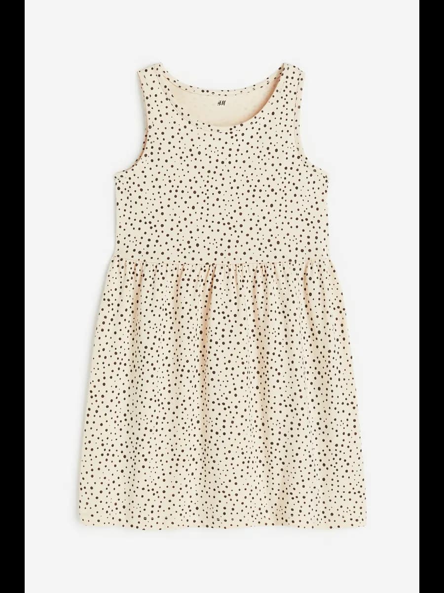 Платье детское без рукавов в горошек в садик - фото 1
