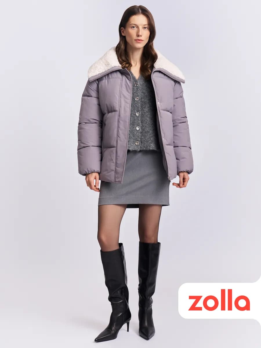 Тёплая женская куртка с воротником