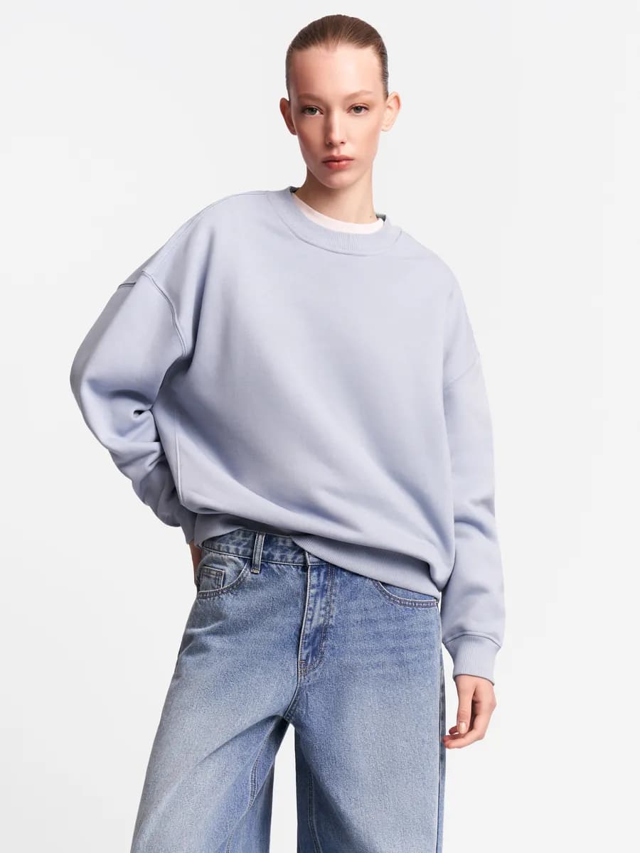 Женский однотонный трикотажный свитшот