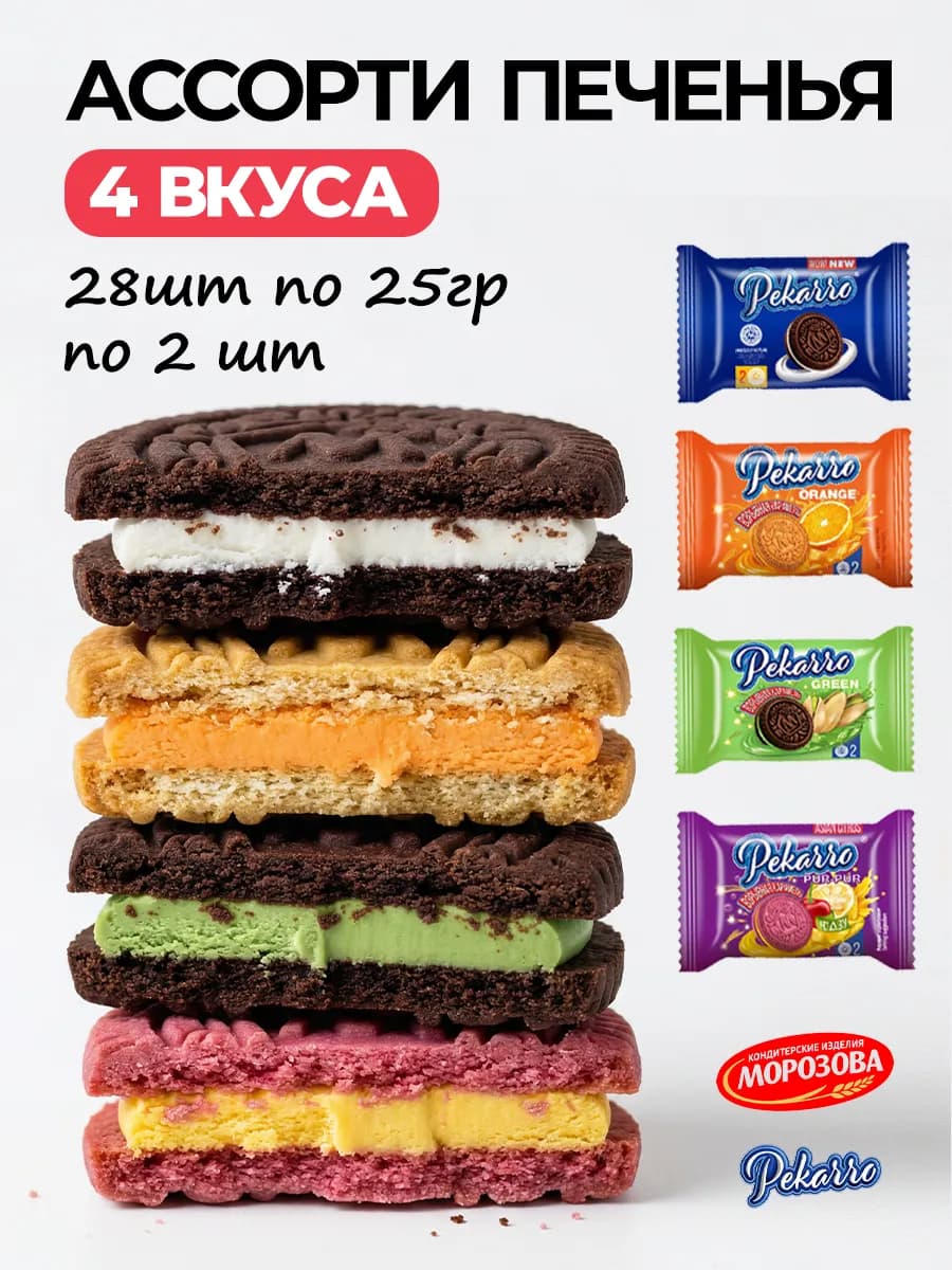 Печенье детское Pekarro ассорти из 4х вкусов 600гр