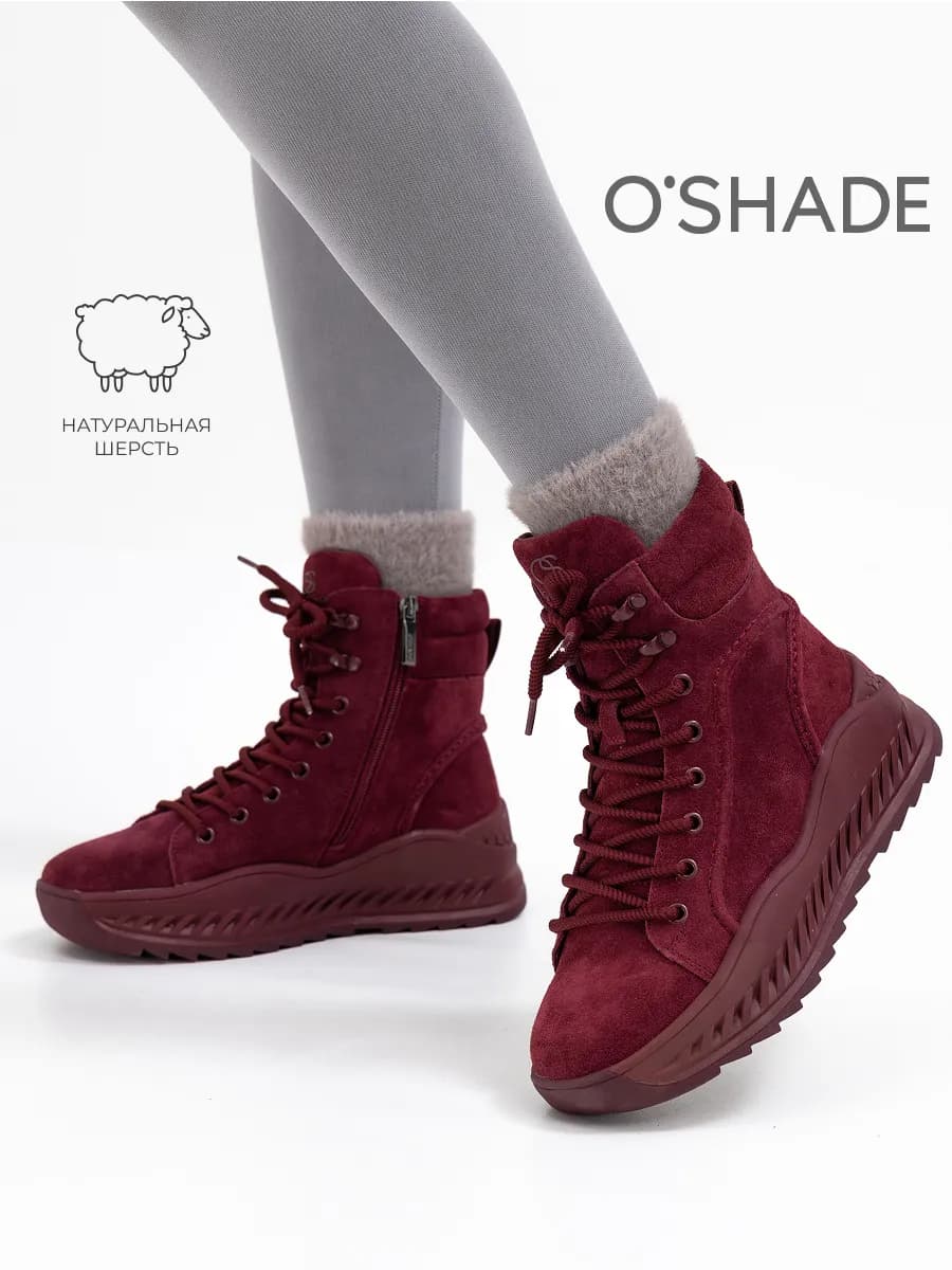 Ботинки женские зимние бордовые