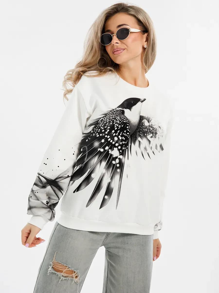 Свитшот оверсайз хлопковый трикотажный