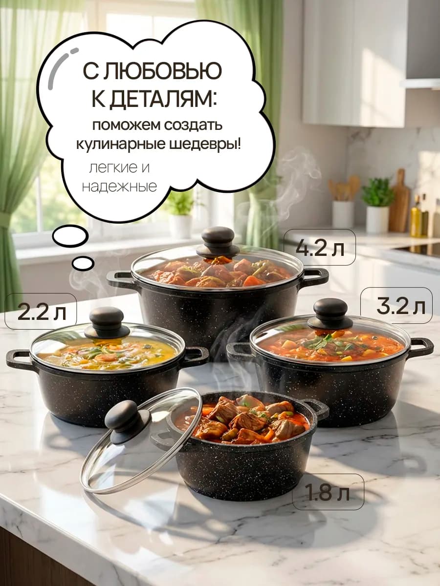 Набор кастрюль с крышками