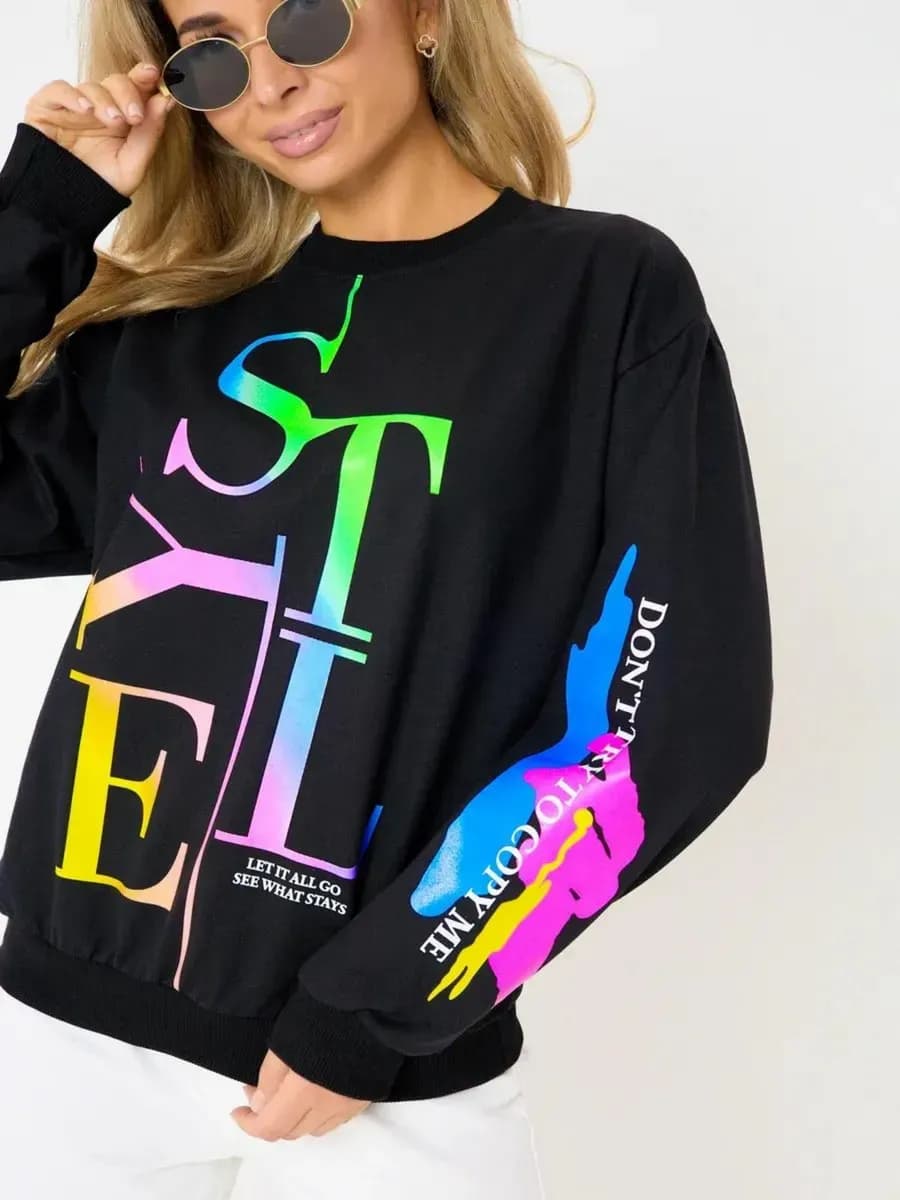 Свитшот оверсайз хлопковый трикотажный