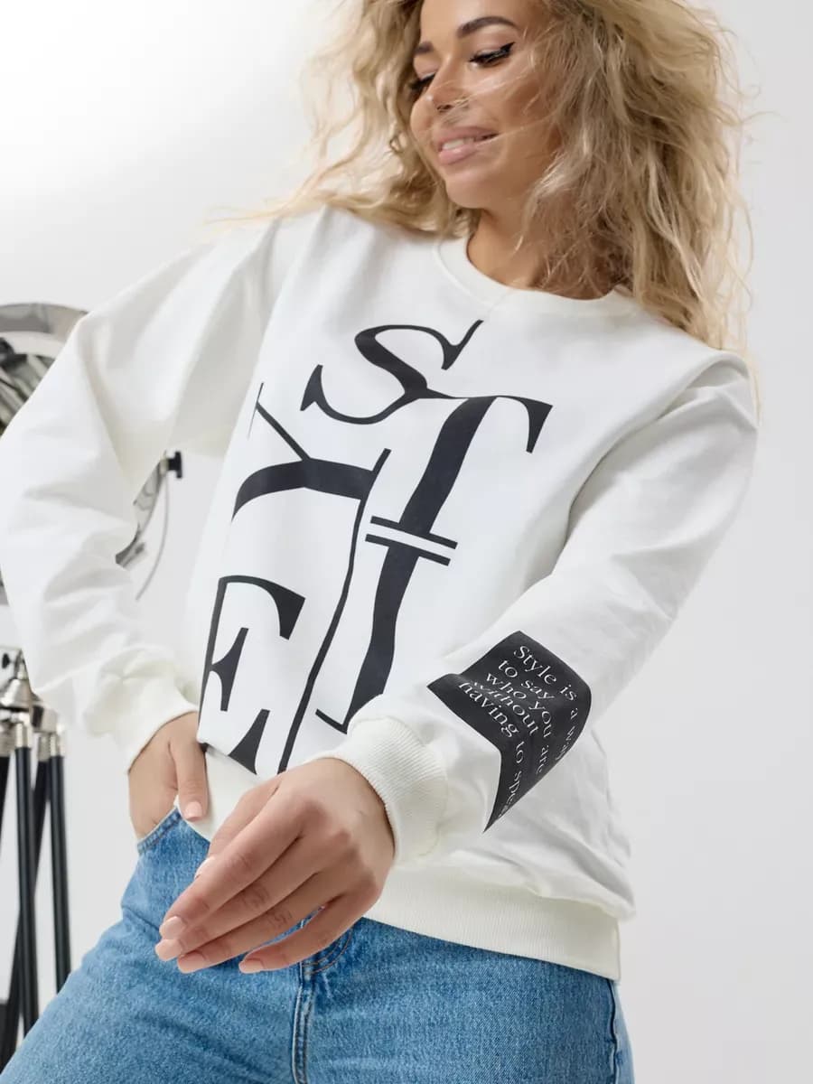 Свитшот оверсайз хлопковый трикотажный