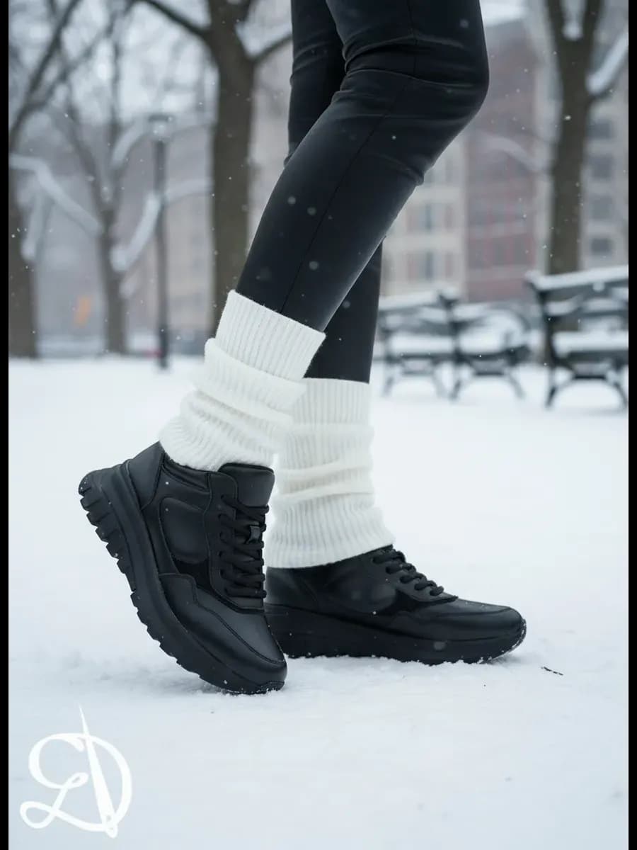 Кроссовки из натуральной кожи с мехом зима