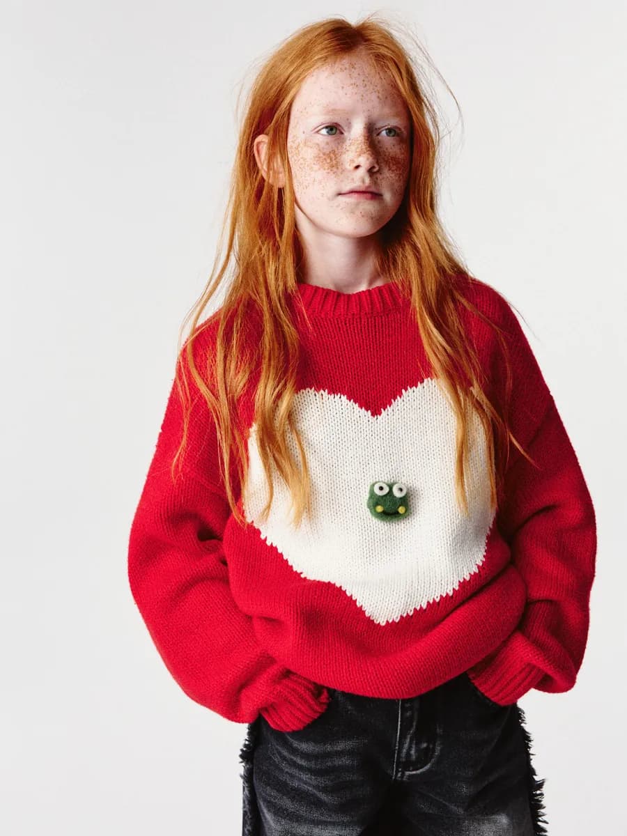 Вязаный джемпер оверсайз с принтом - фото 1