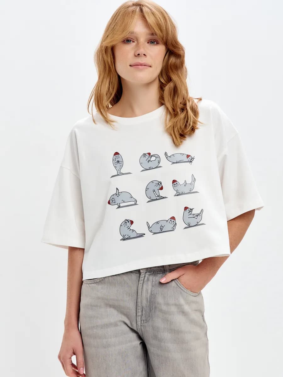 Футболка оверсайз укороченная йога