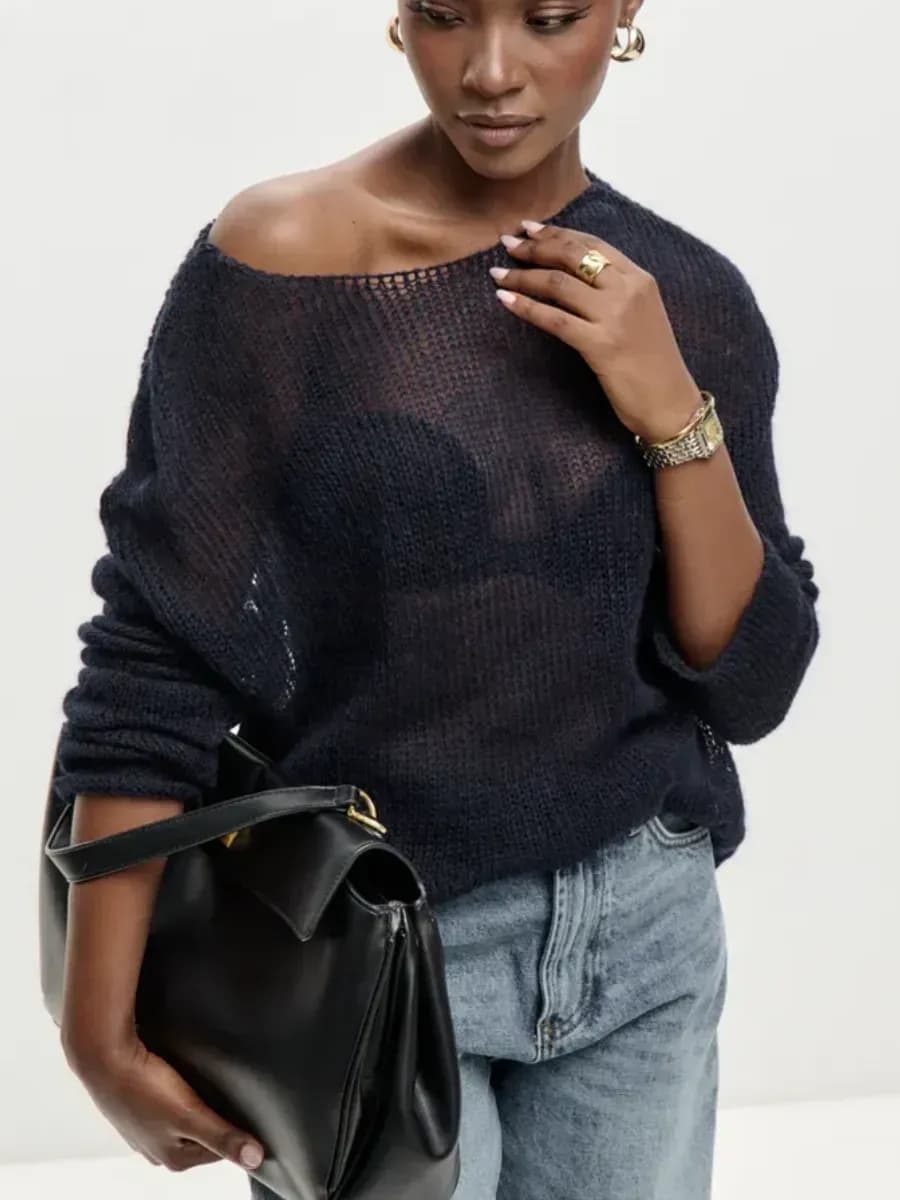 Вязаная кофта паутинка оверсайз