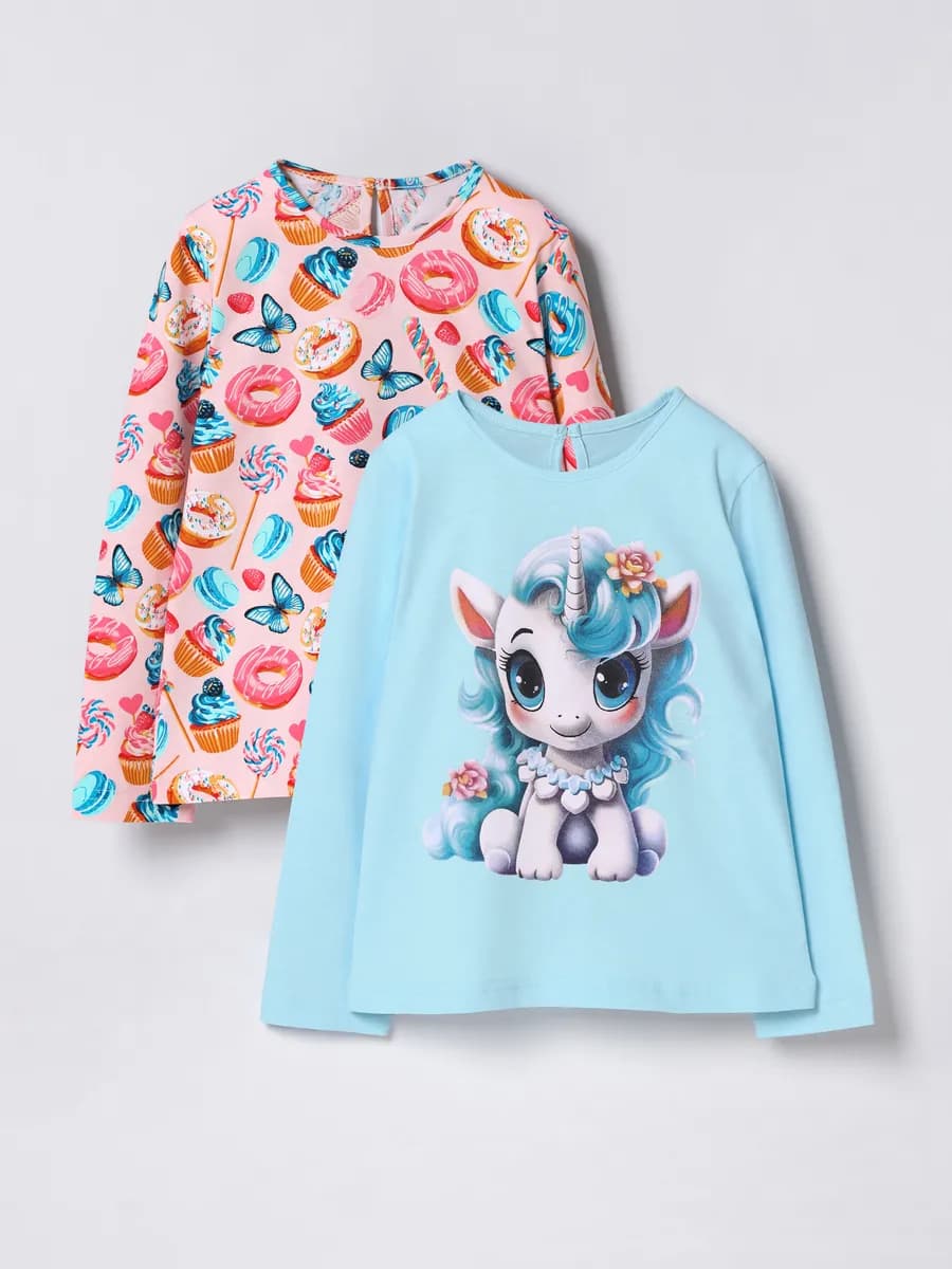 Лонгслив с принтом в садик набор 2 шт