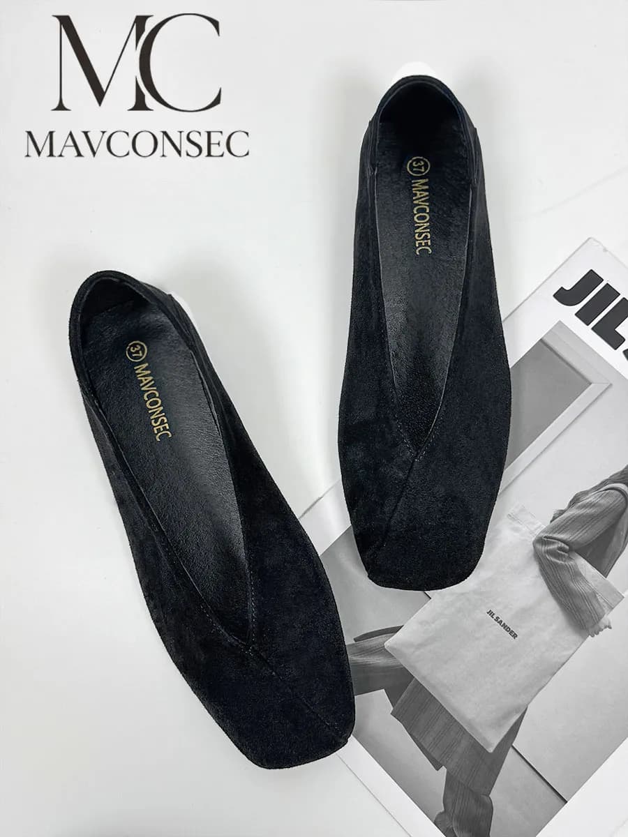 Балетки с квадратным носом