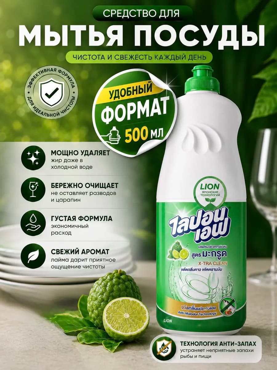 Средство для мытья посуды Lipon-F PRO 500мл Бергамот