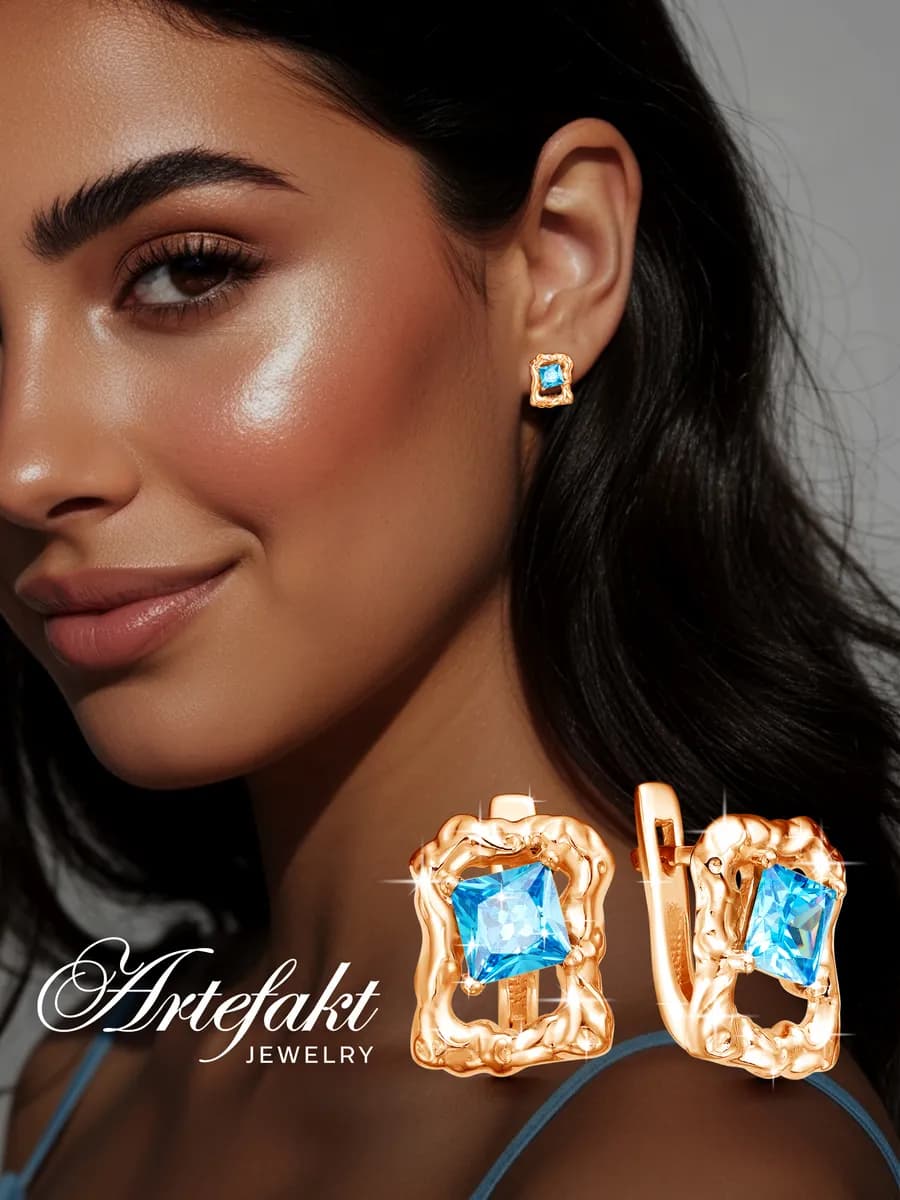 Серьги золотые с камнем серебро 925 позолоченные сережки