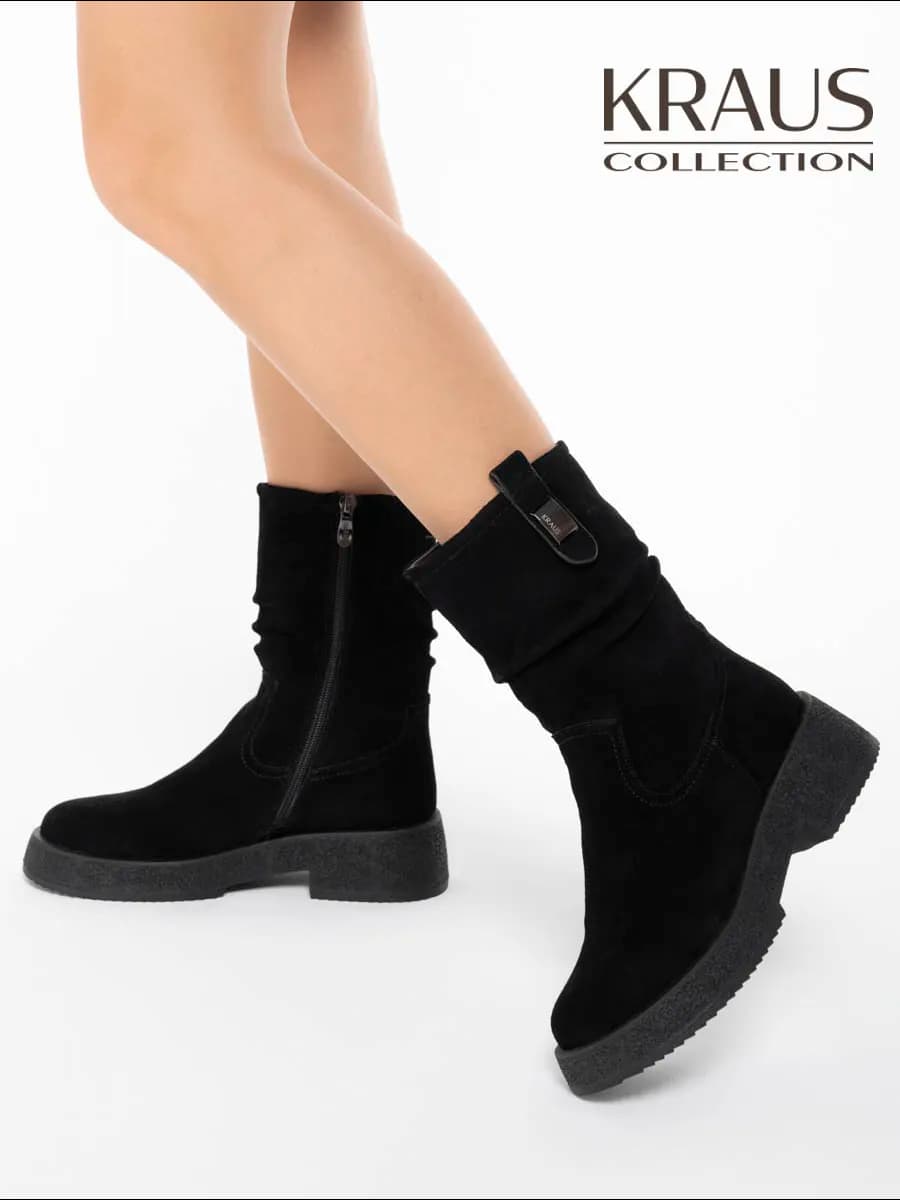 Полусапожки женские зимние натуральная замша