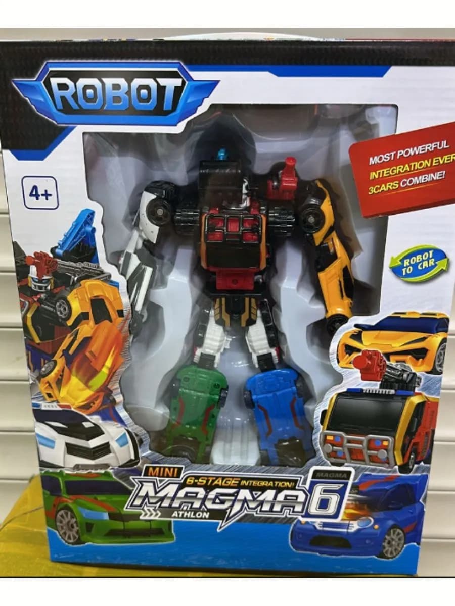 Робот-трансформер magma 6, 6 в 1 с машинками