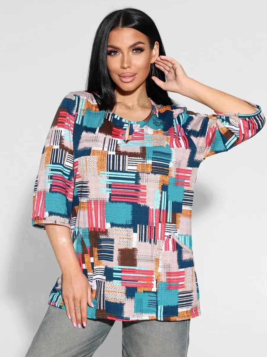 Футболка хлопковая с длинным рукавом с карманом