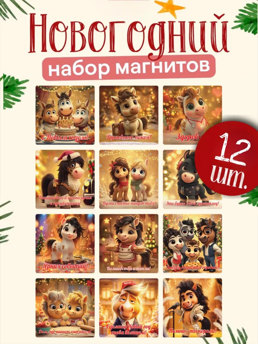 Магниты новогодние символ года Лошадь 2026