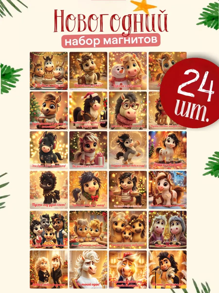 Магниты новогодние символ года Лошадь 2026