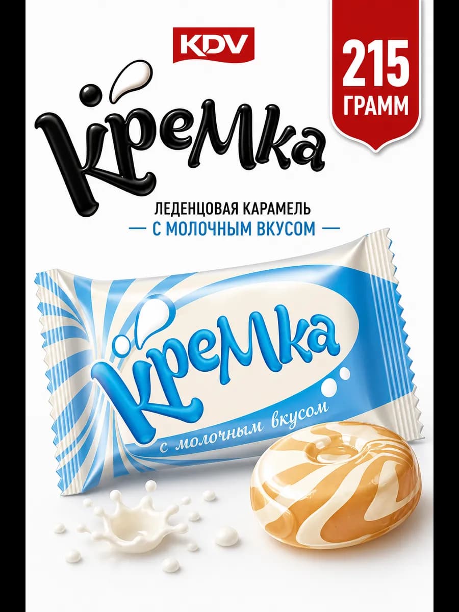 Конфеты леденцы Кремка с молочным вкусом 215 грамм