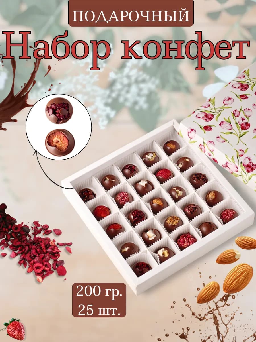 Подарочный набор конфет ручной работы 200 гр