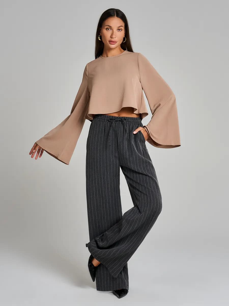 Полосатые брюки на резинке