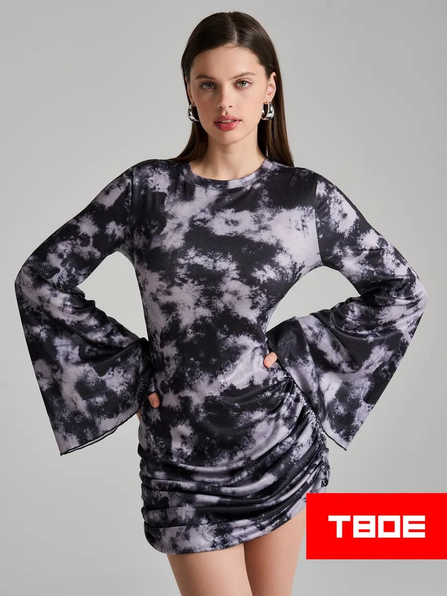 Платье лапша с завязками и драпировкой