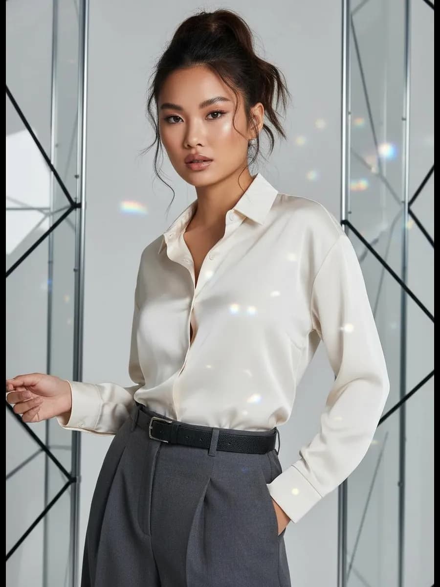 Рубашка шелковая нарядная в офис