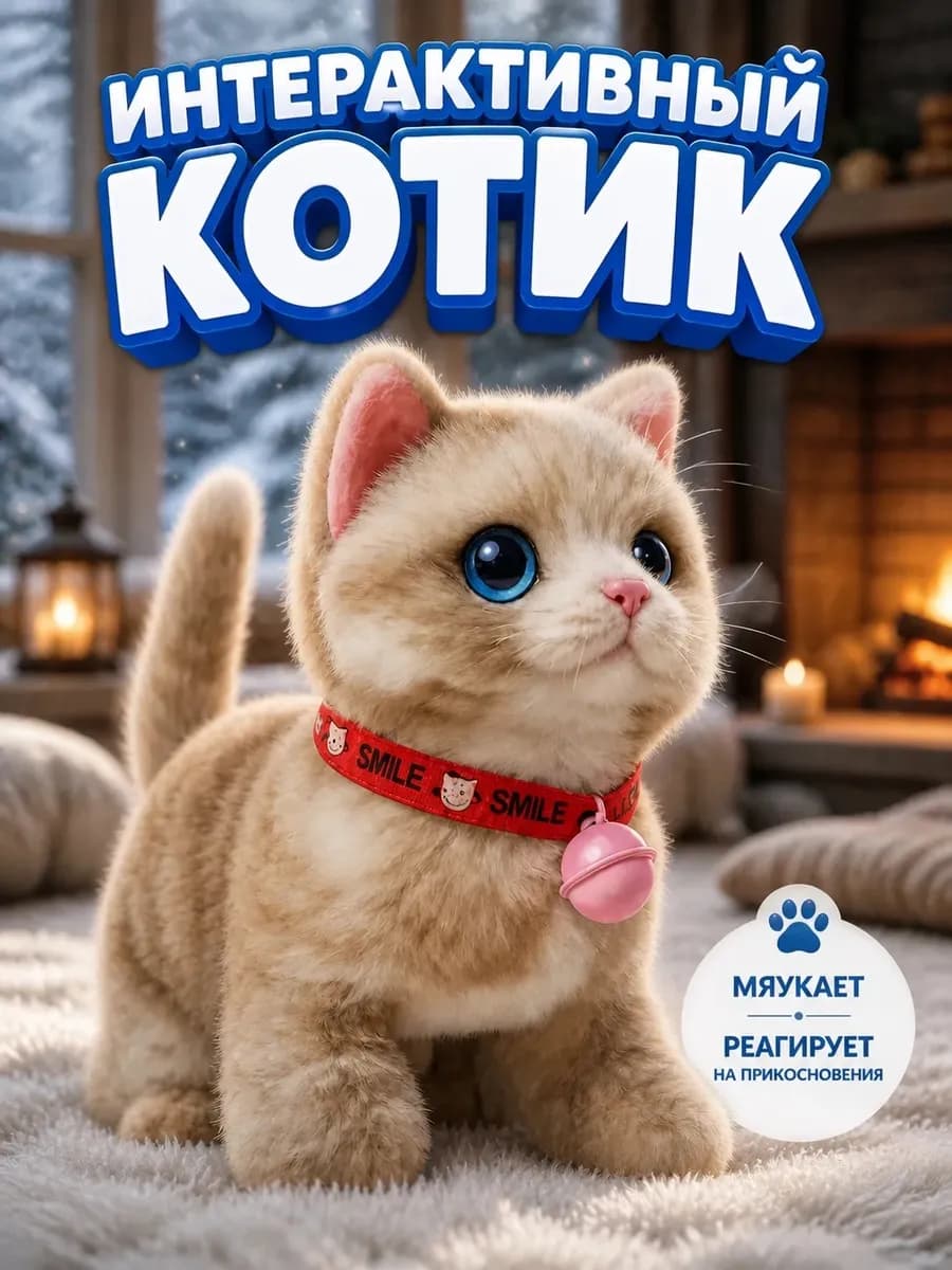 Кошка мягкая интерактивная игрушка для девочек и мальчиков